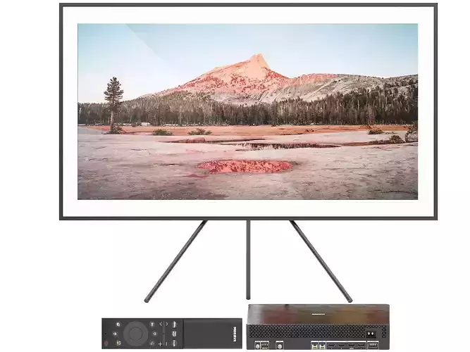 samsung frame tv with stand remote and connect box
