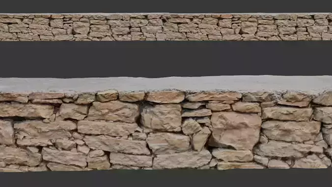 Stone Wall with Concrete Top