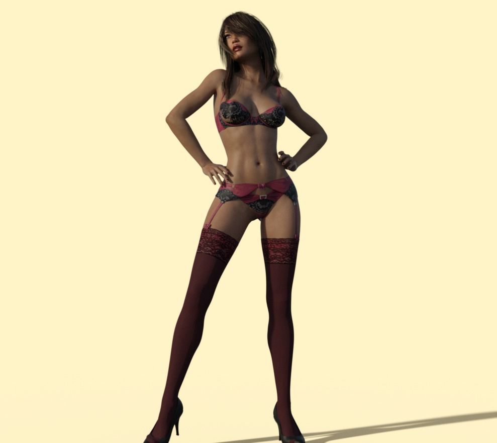 female character model Low-poly 3D model_1