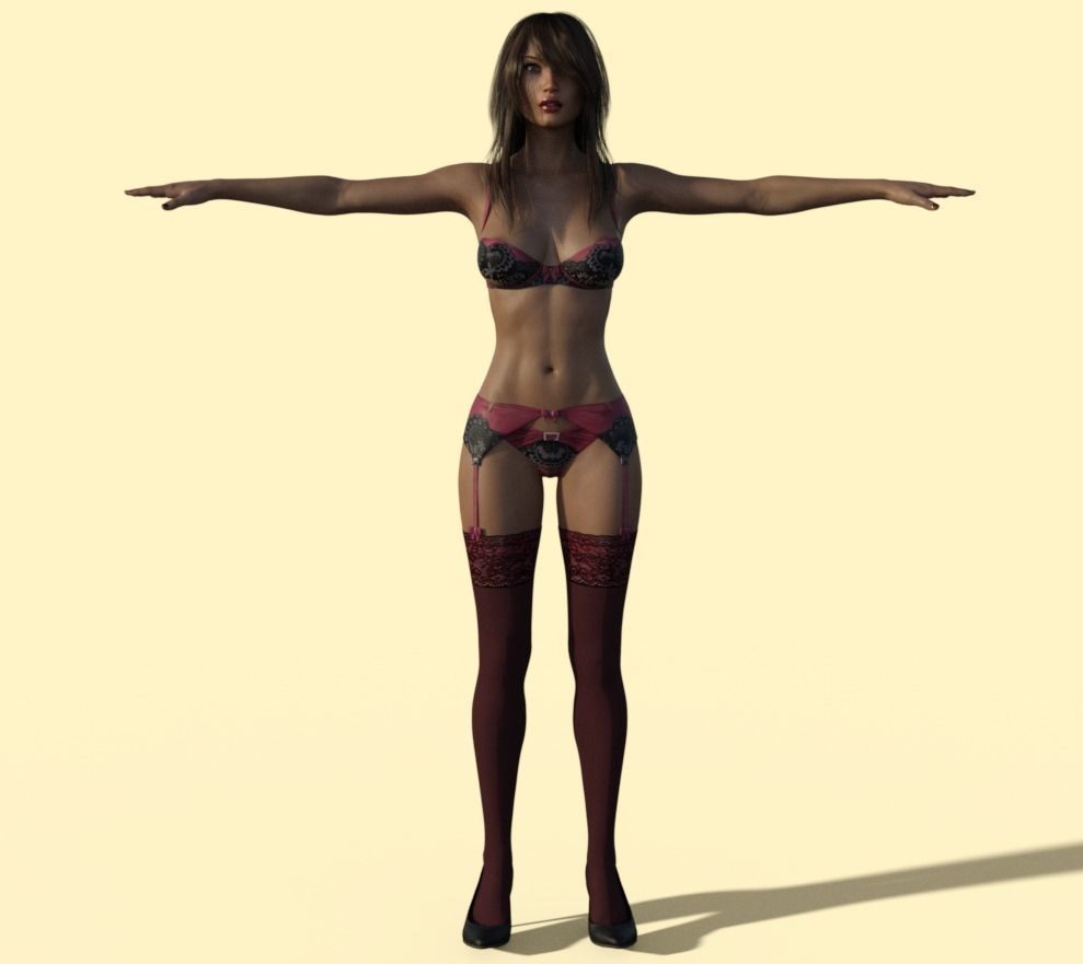 female character model Low-poly 3D model_0