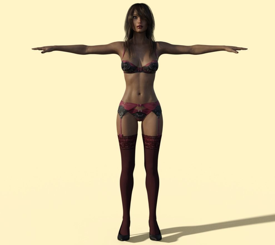 female character model Low-poly 3D model