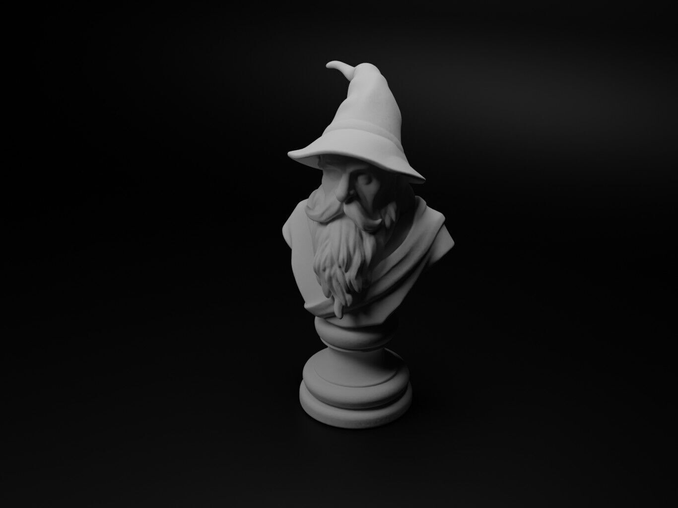 Wizard Bust Chess 3D print model_1