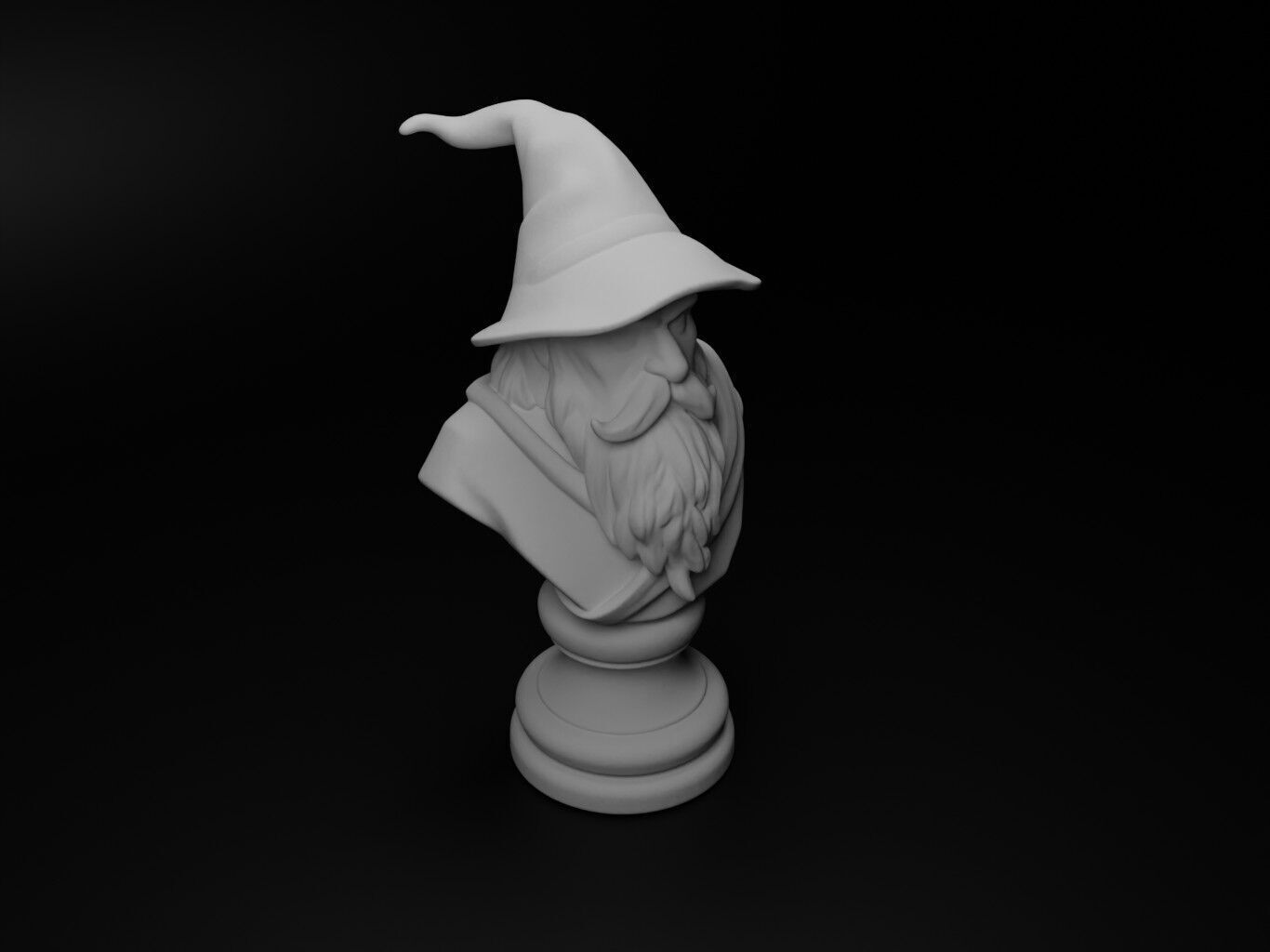 Wizard Bust Chess 3D print model_2