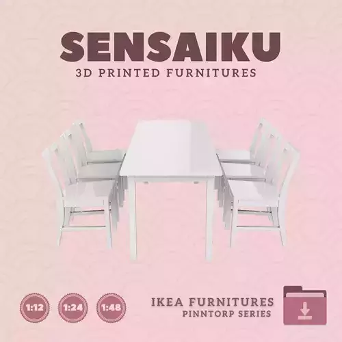 PINNTORP Table V3 and Chairs for Dollhouse - IKEA - 3D Print
