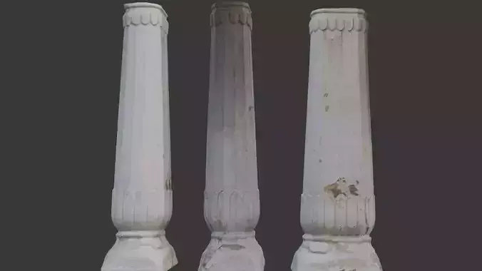 Antique Stone Column Scan Low-poly 3D model