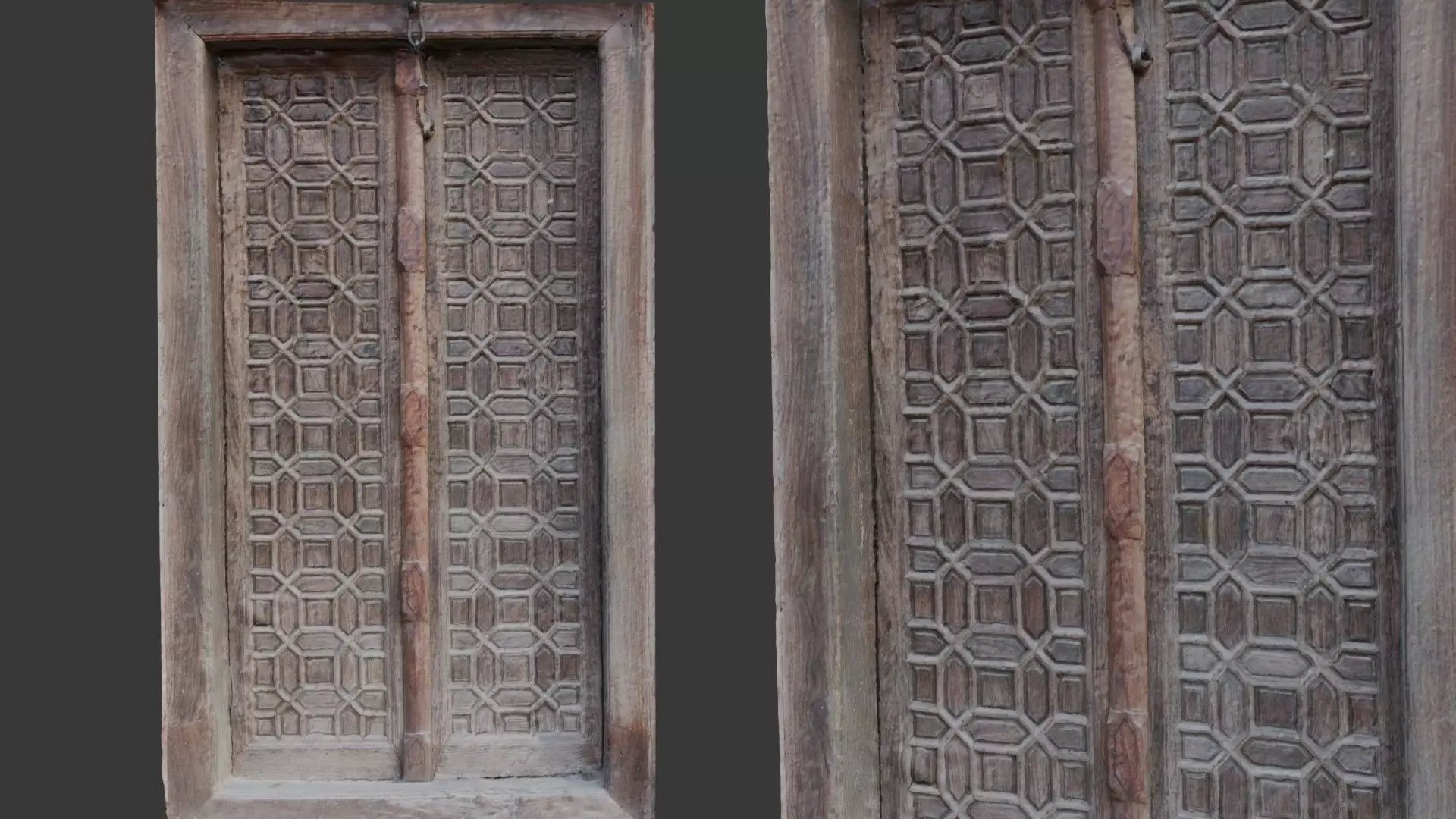 Antique Wooden Door 3D Scan Low-poly 3D model_0