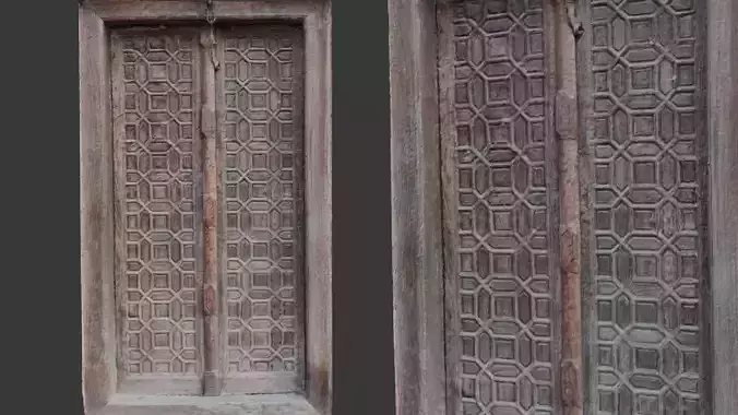 Antique Wooden Door 3D Scan Low-poly 3D model