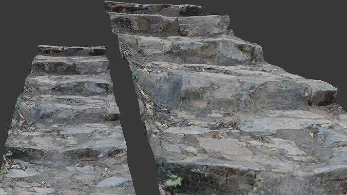 Old Stone Staircase 3D Scan Low-poly 3D model