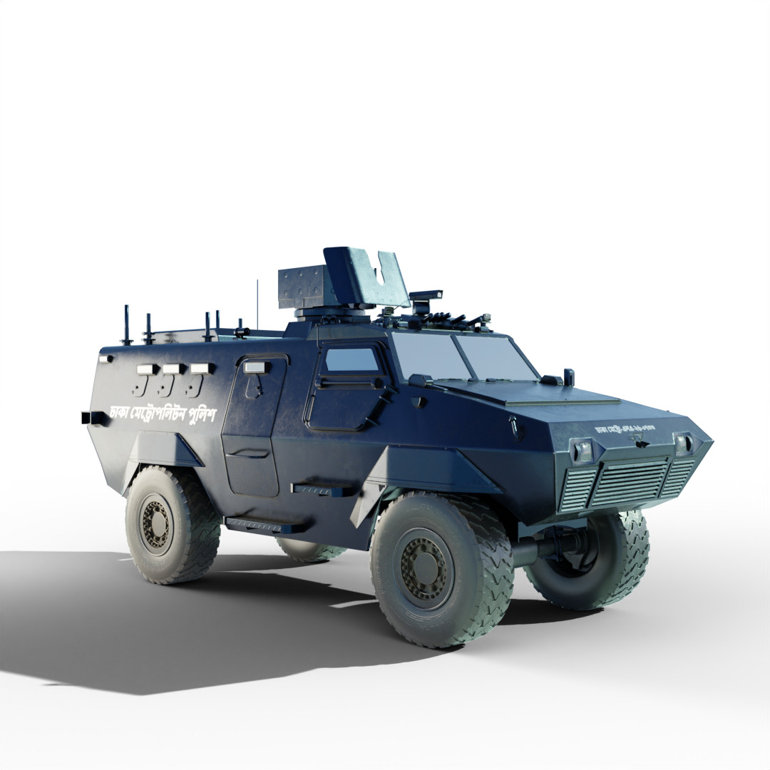 Bangladeshi Police Van Car 3D model_8