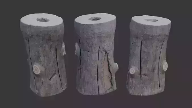 Weathered Tree Stump Scan Low-poly 3D model