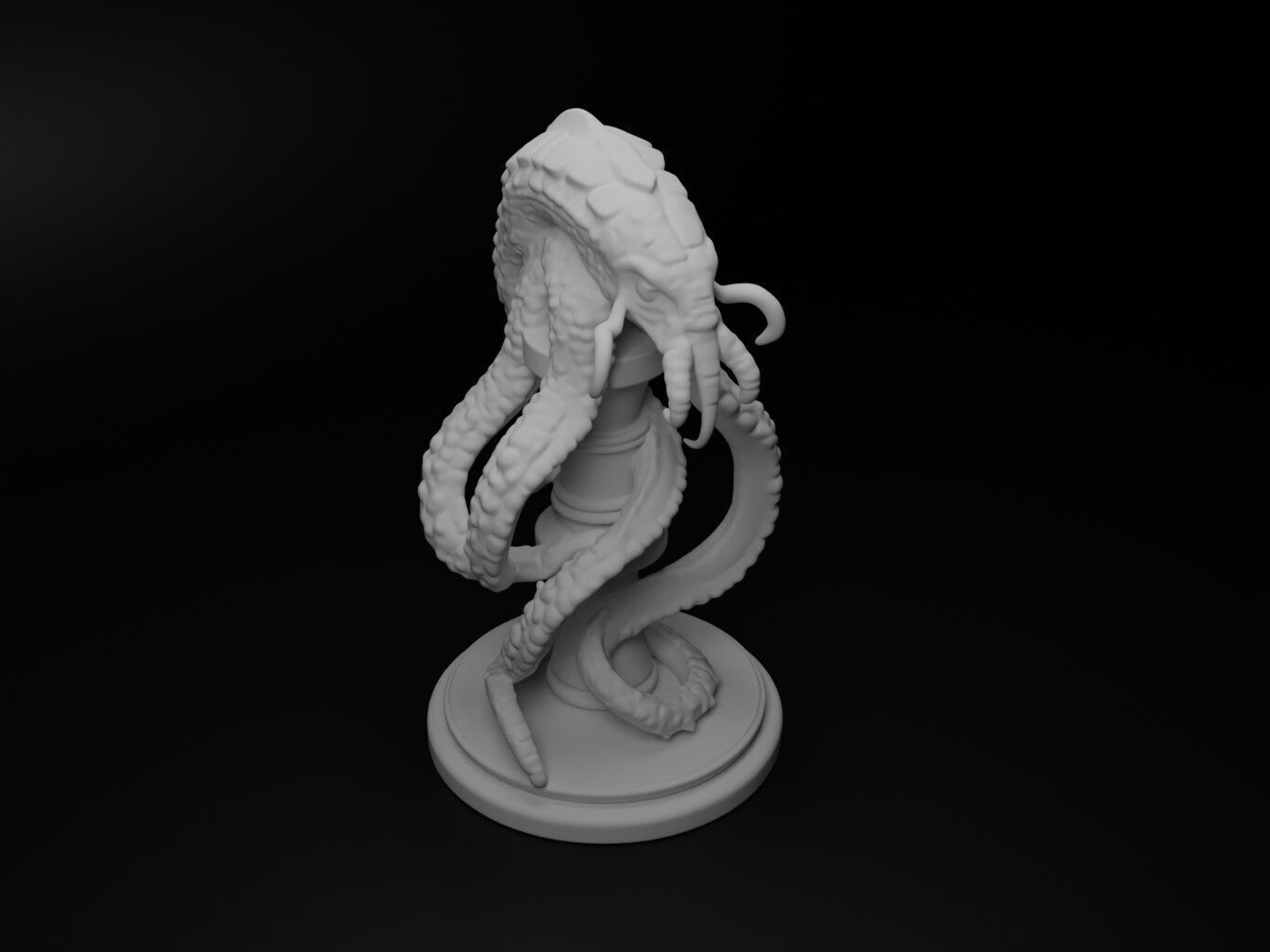 kraken Bust Chess 3D print model_2