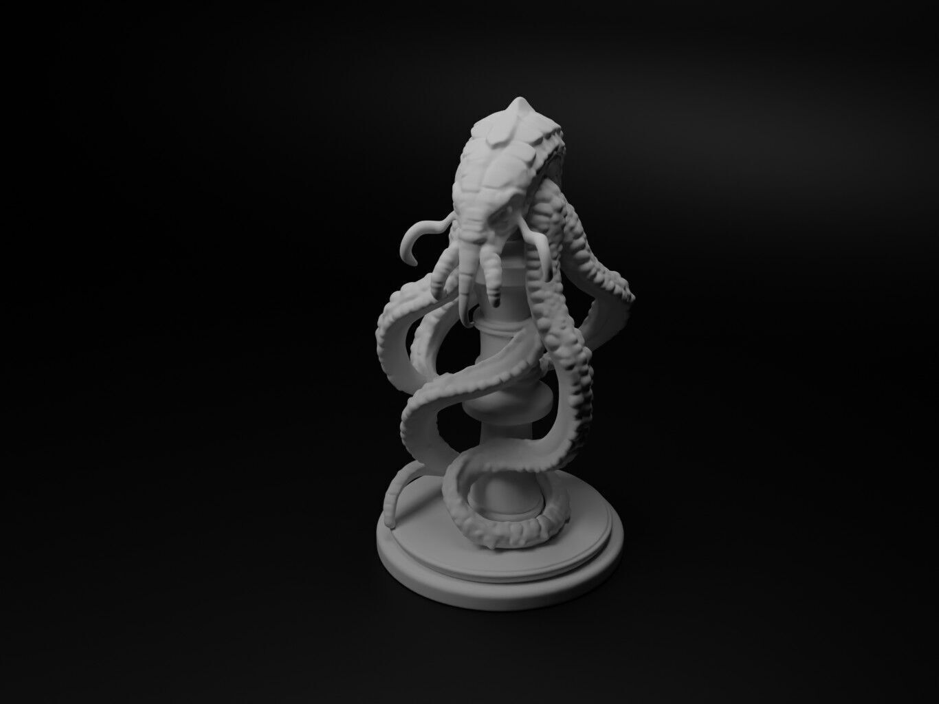 kraken Bust Chess 3D print model_1