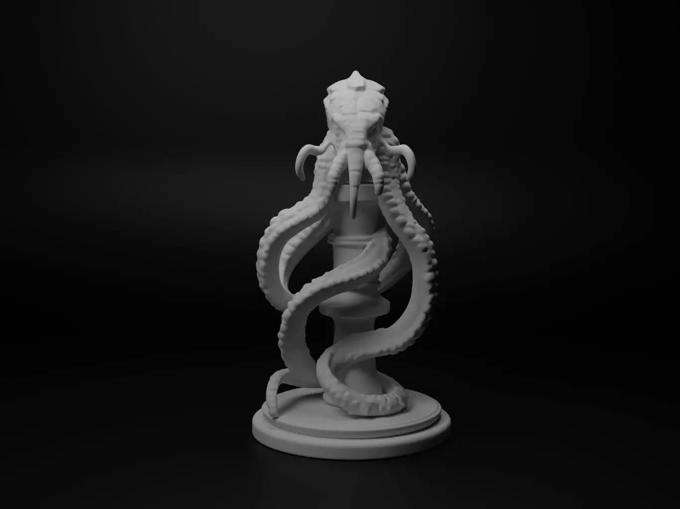 kraken Bust Chess 3D print model_0