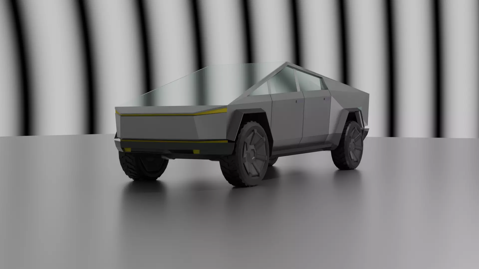 CyberTruck Low Poly 3d model Low-poly 3D model_0