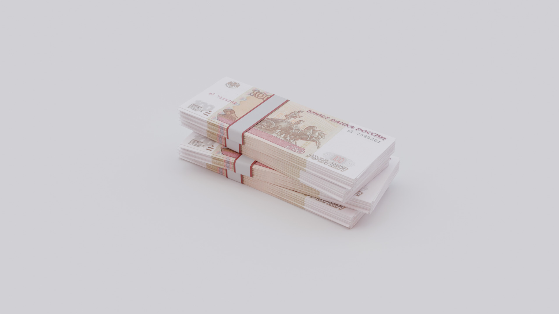 100 Russian Ruble RUB Currency Low-poly 3D model_1