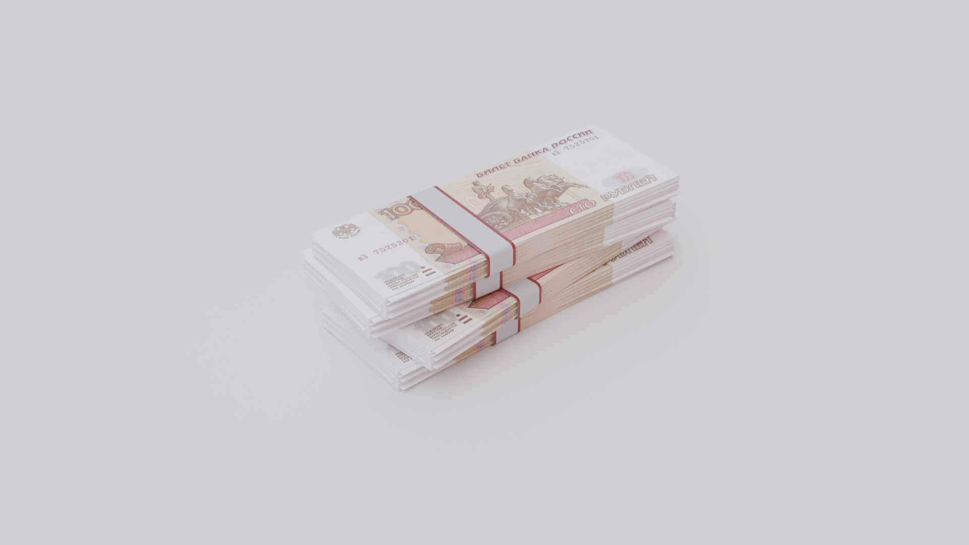 100 Russian Ruble RUB Currency Low-poly 3D model_2