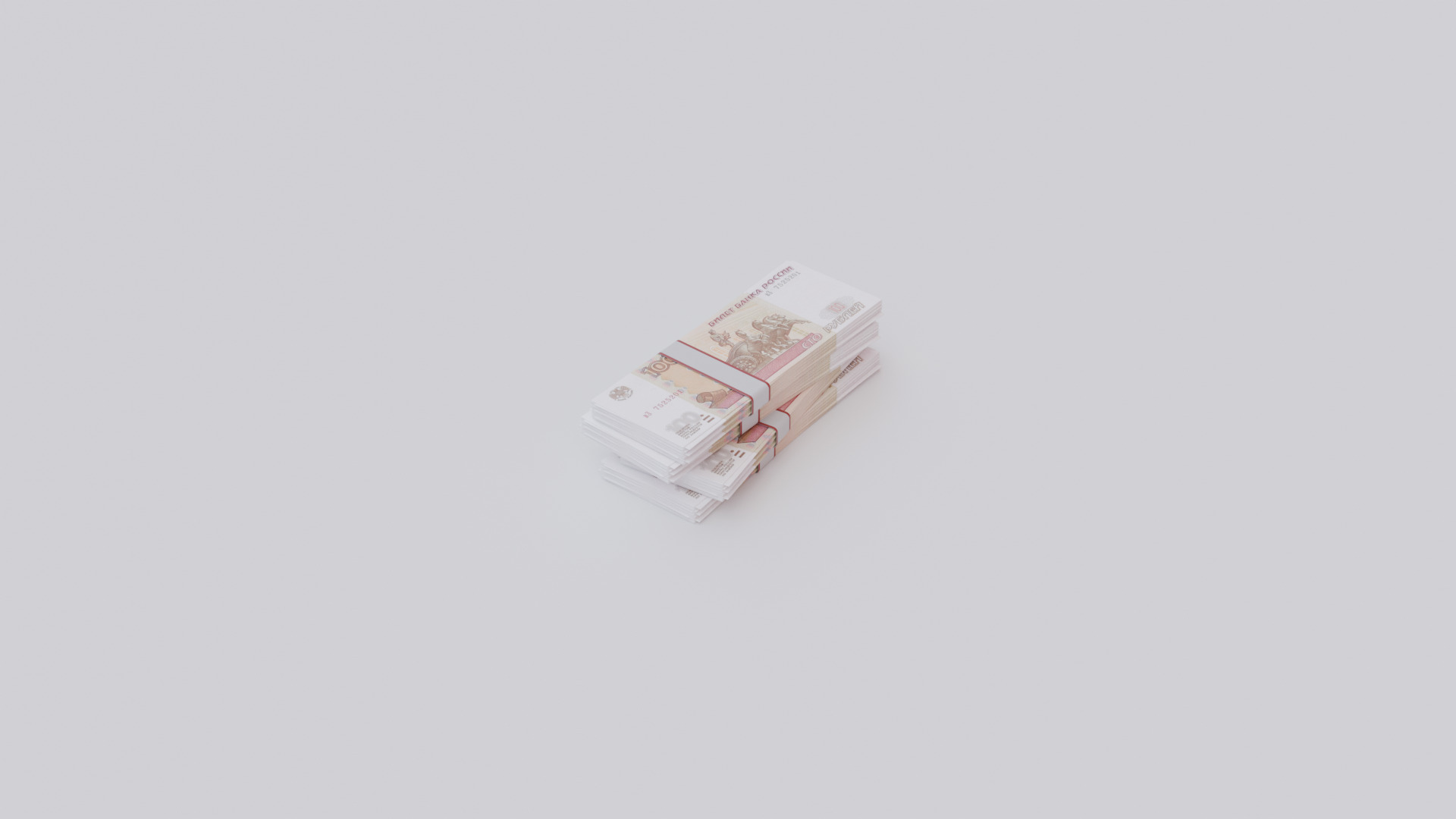 100 Russian Ruble RUB Currency Low-poly 3D model_5