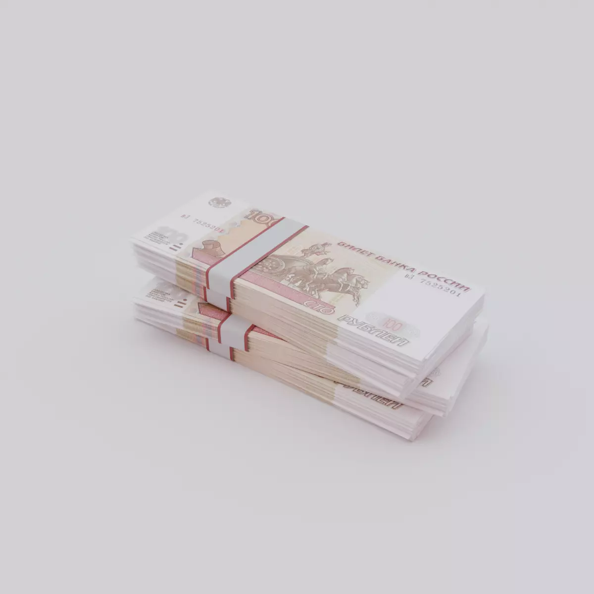 100 Russian Ruble RUB Currency Low-poly 3D model_0
