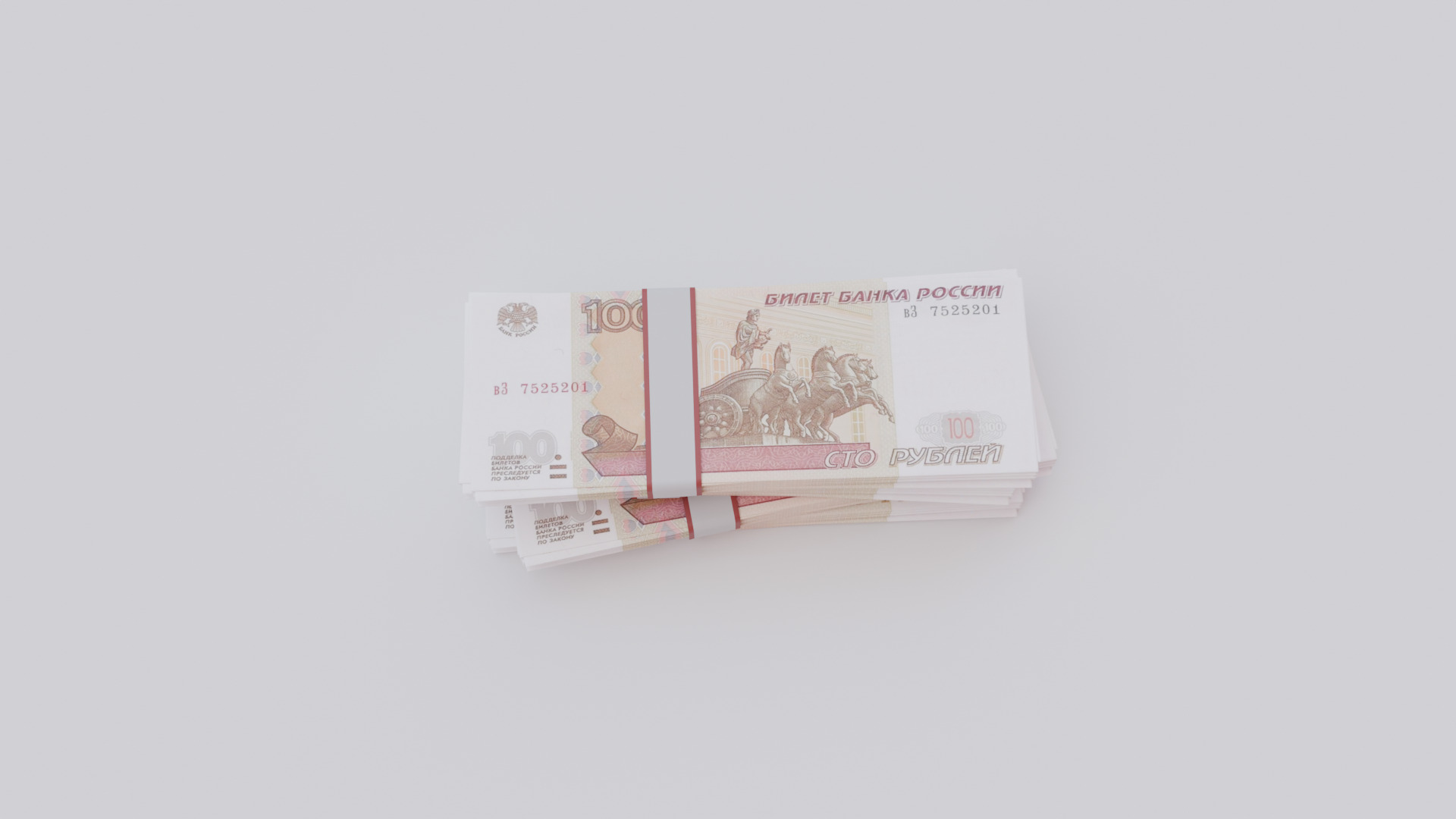 100 Russian Ruble RUB Currency Low-poly 3D model_3