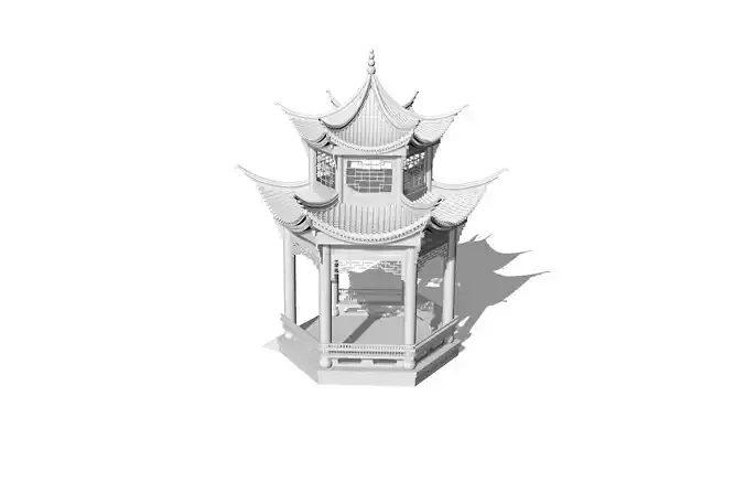 Chinese ancient building six-sided pavilion
