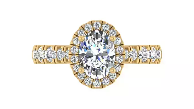 Vintage-Inspired Oval Halo Diamond Engagement Ring