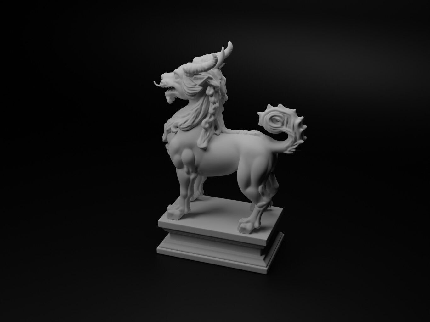qilin Bust Chess 3D print model_1