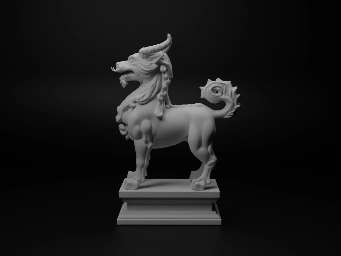 qilin Bust Chess 3D print model_0