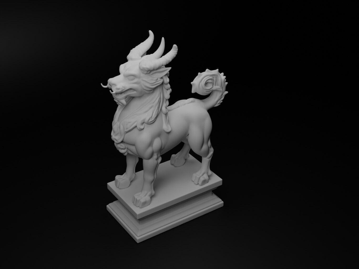 qilin Bust Chess 3D print model_2