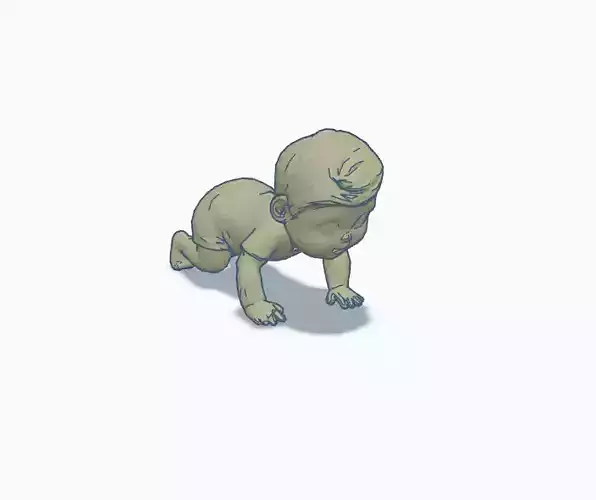 Low Poly Crawling Toddler  3D Model Printable Animation-Ready 3D print model
