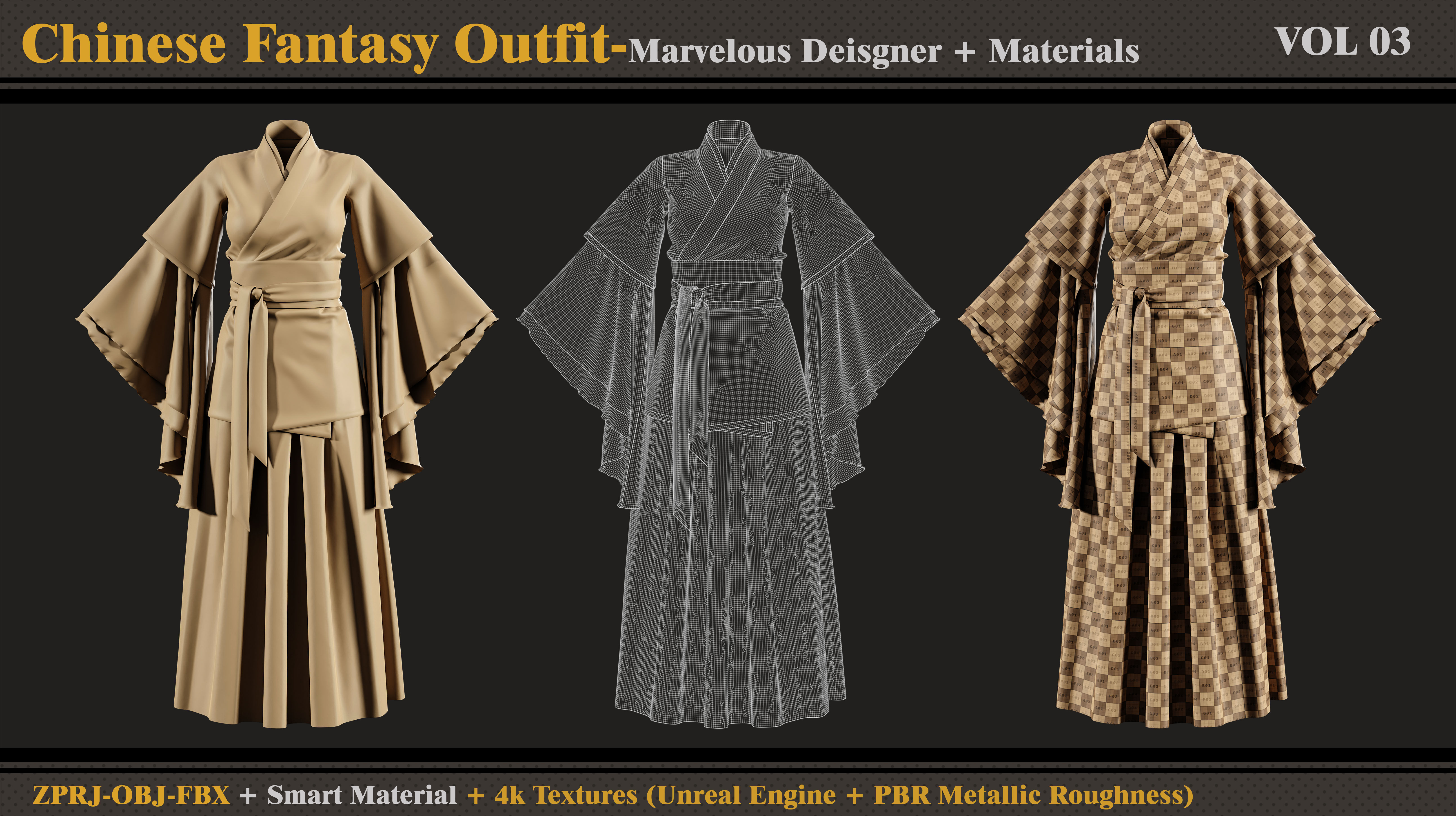 Chinese Fantasy Outfit-MD-Clo3d-Smart Material- Textures-OBJ-FBX 3D model_3