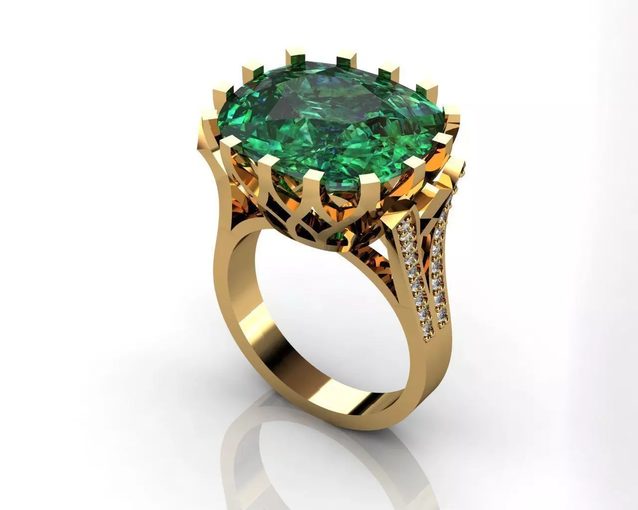 Green Emerald Ring Green Stone Ring  3D print model_0