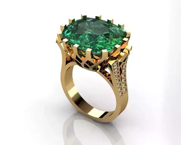 Green Emerald Ring Green Stone Ring  3D print model
