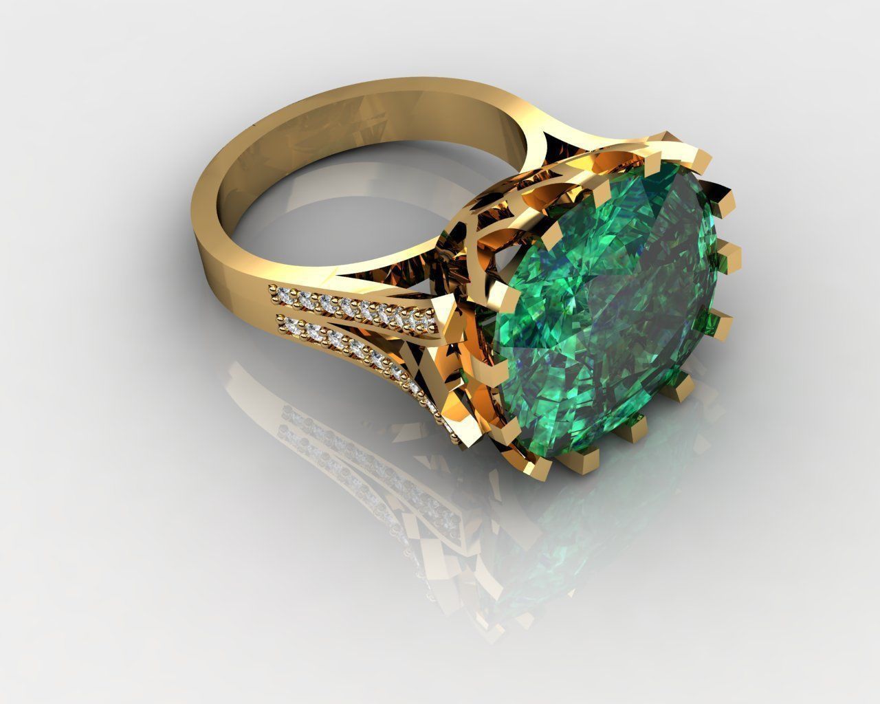 Green Emerald Ring Green Stone Ring  3D print model_2