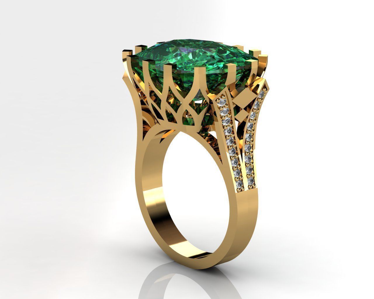 Green Emerald Ring Green Stone Ring  3D print model_1