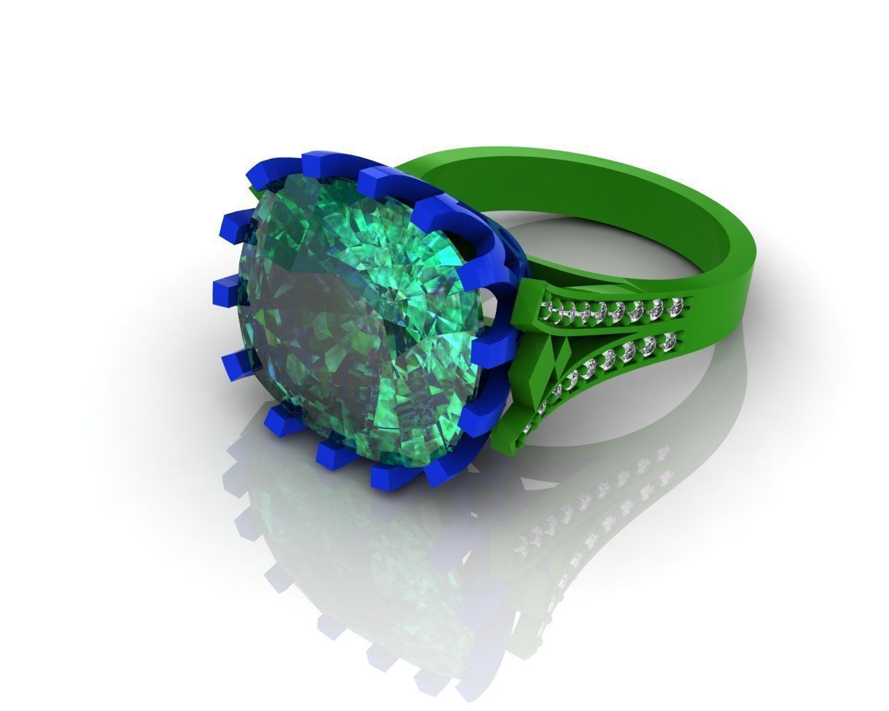 Green Emerald Ring Green Stone Ring  3D print model_3