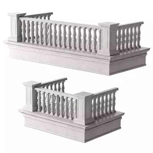 Classic Marble Balcony with Marble Balusters and Square Columns