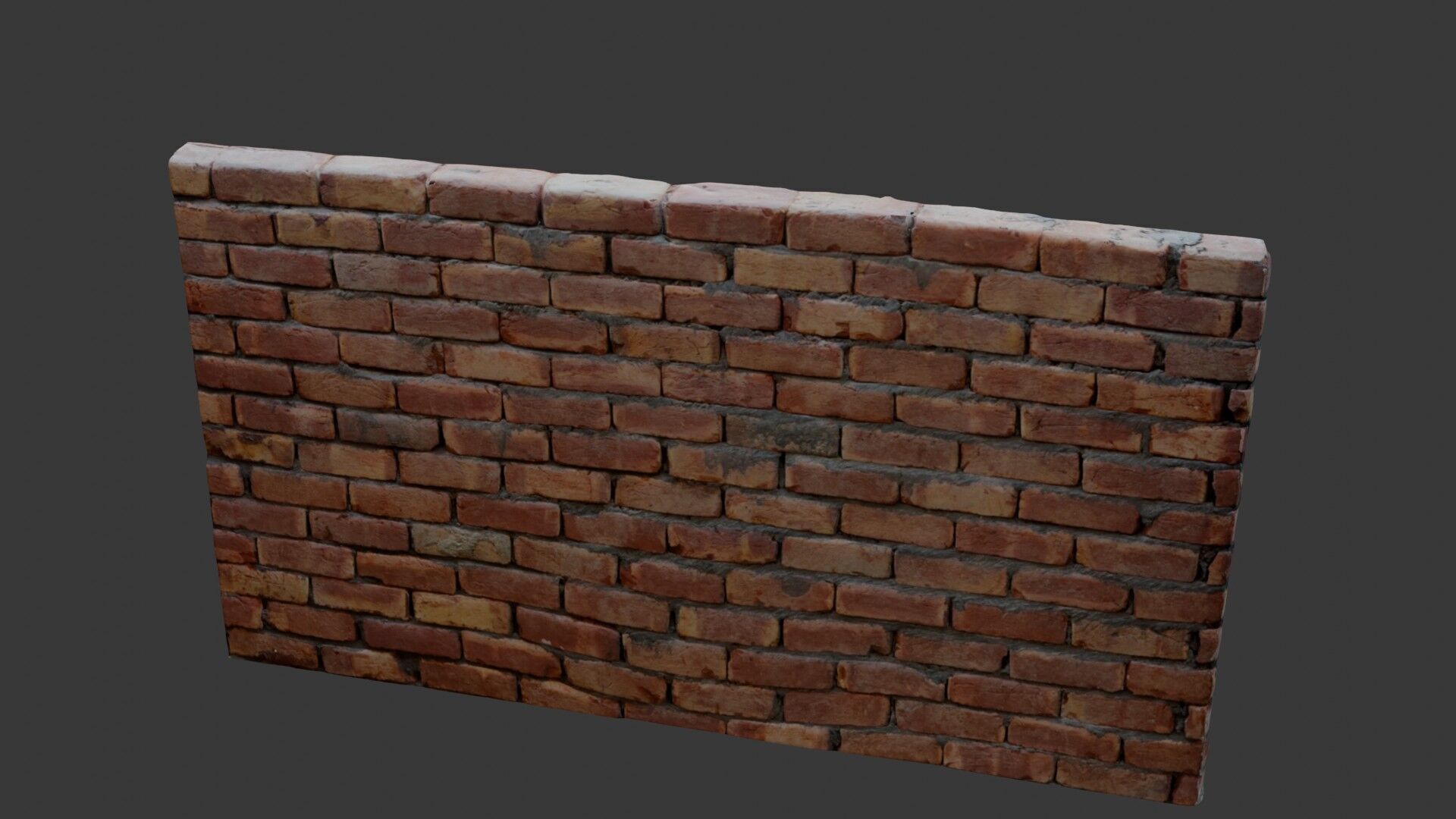 Realistic Old Brick Wall 3D Scan Low-poly 3D model_6