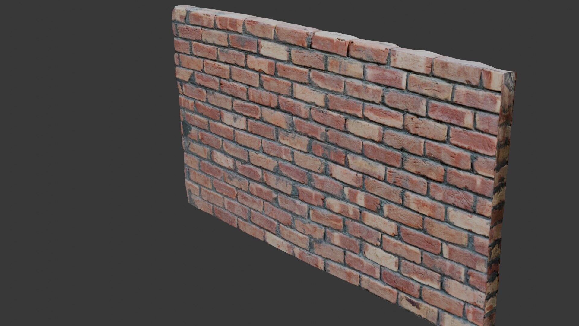 Realistic Old Brick Wall 3D Scan Low-poly 3D model_7