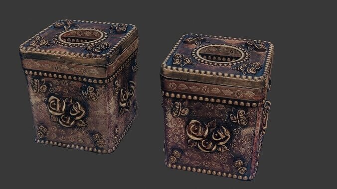 Ornate Vintage Jewelry Box Low-poly 3D model