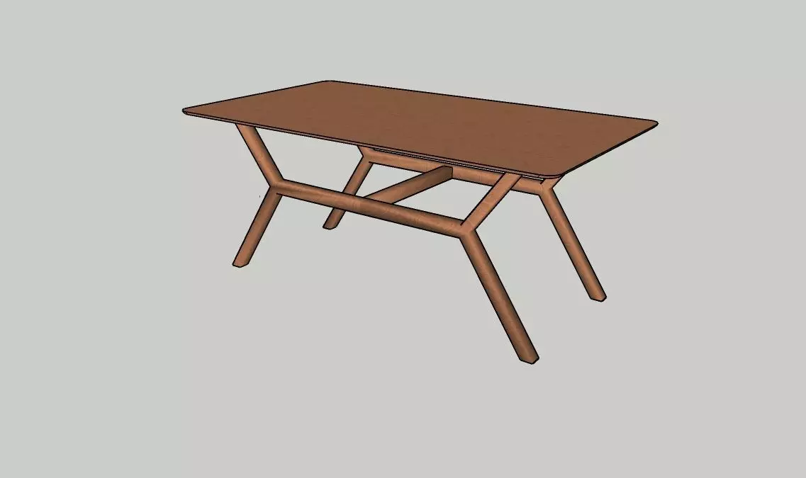 Wood Table 3D model_0