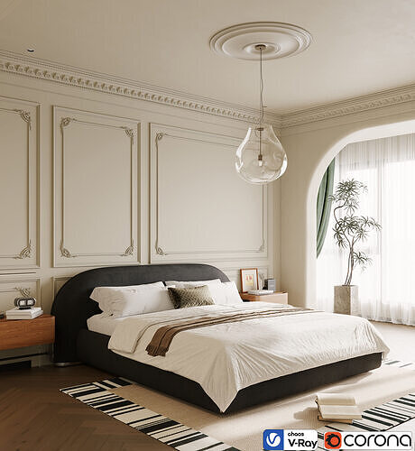Modern Classic Bedroom Interior 004 3D model