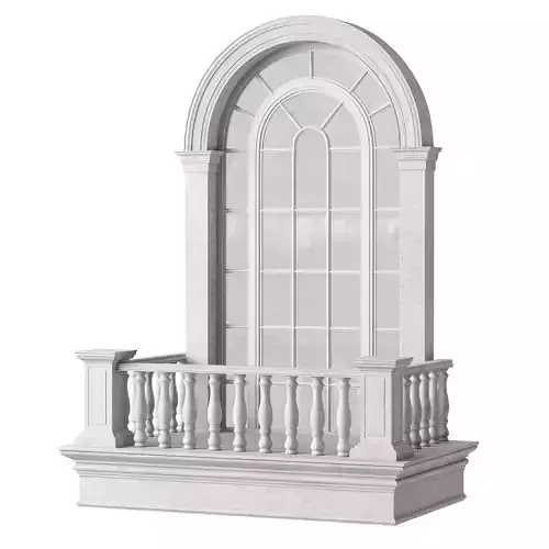Classical Arched Window Balcony with Baluster - Facade Element