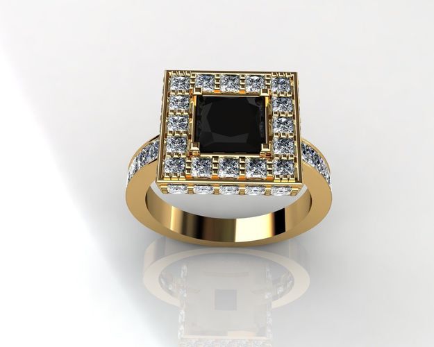Diamond Set Onyx Ring 3D print model