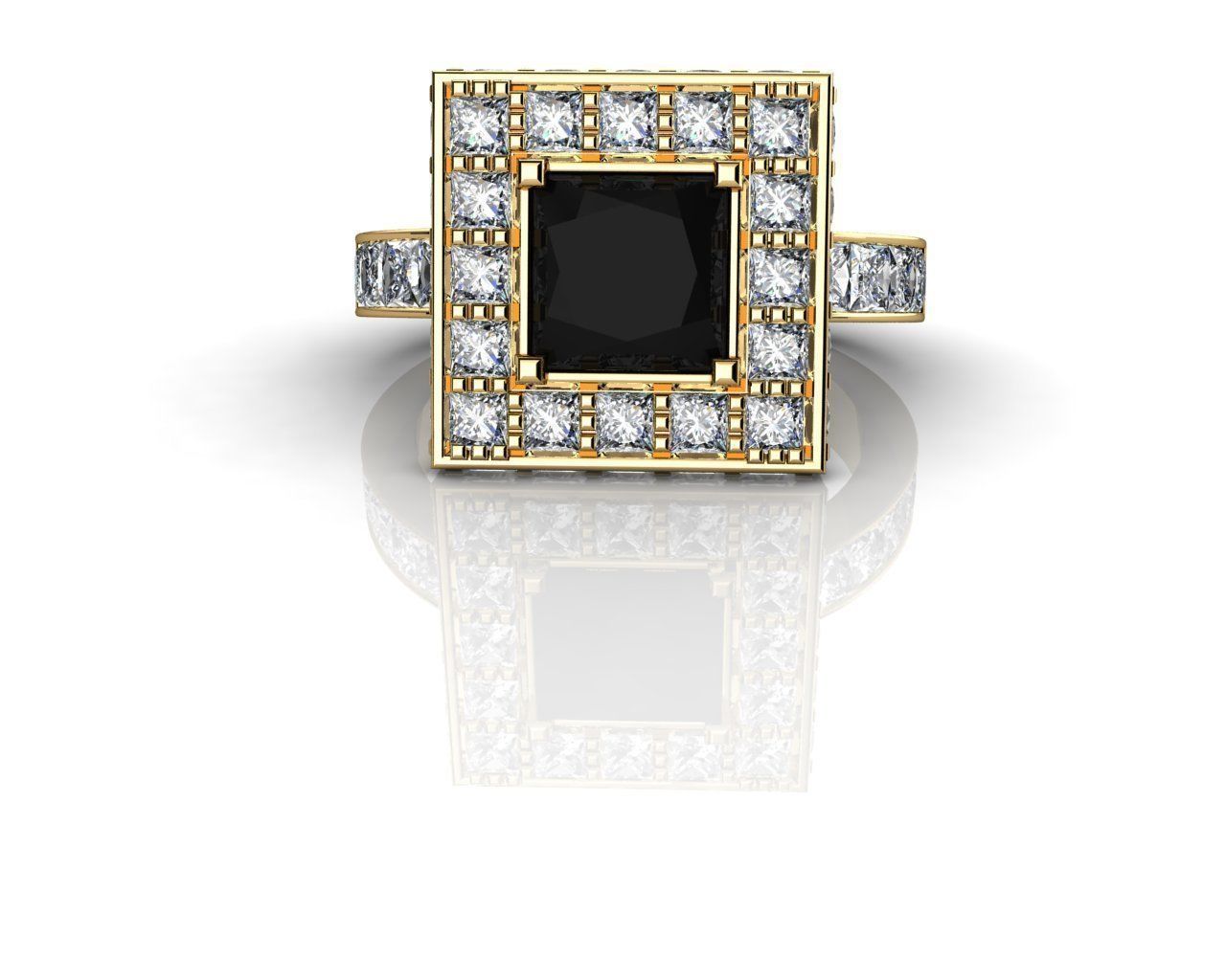 Diamond Set Onyx Ring 3D print model_2