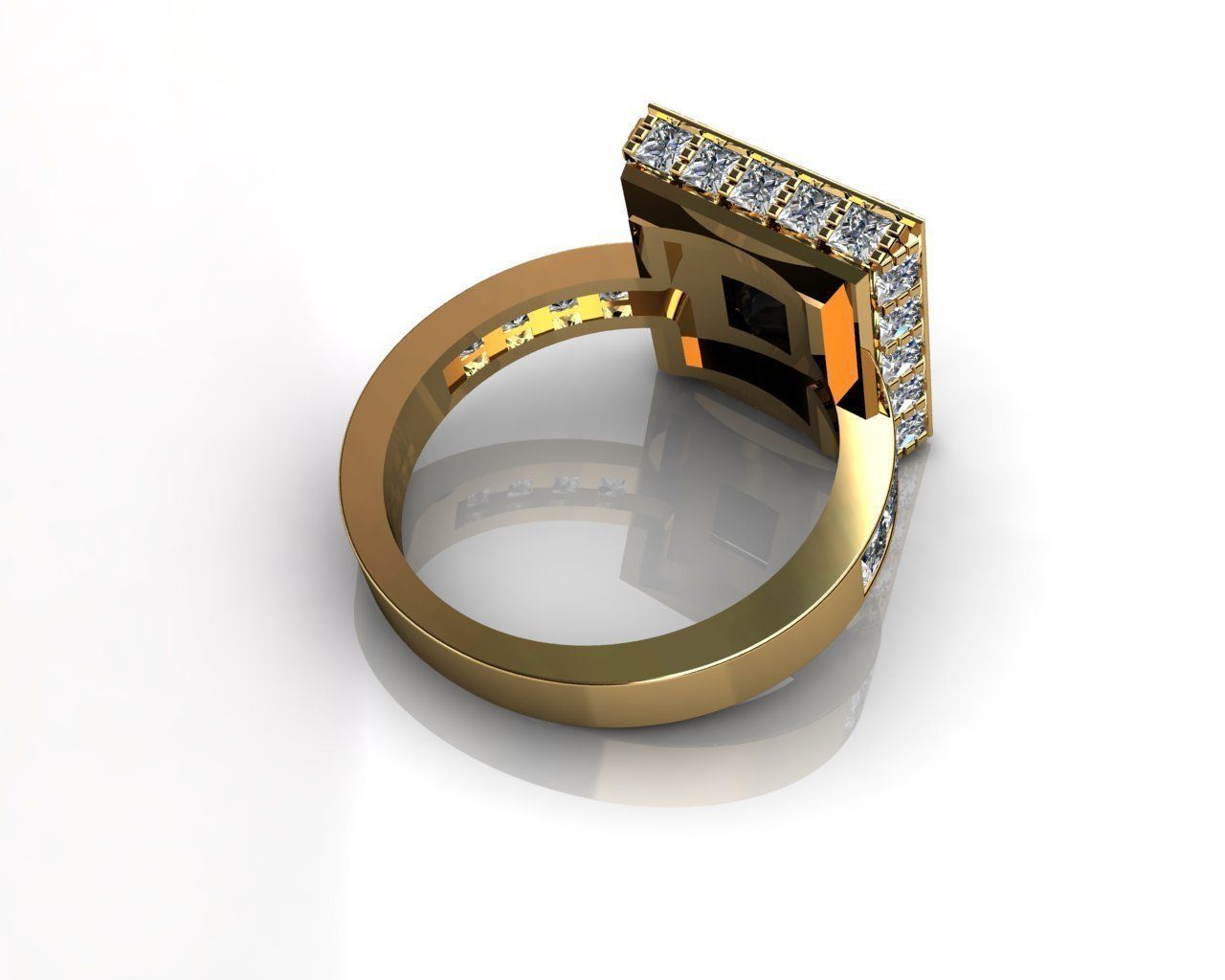 Diamond Set Onyx Ring 3D print model_3