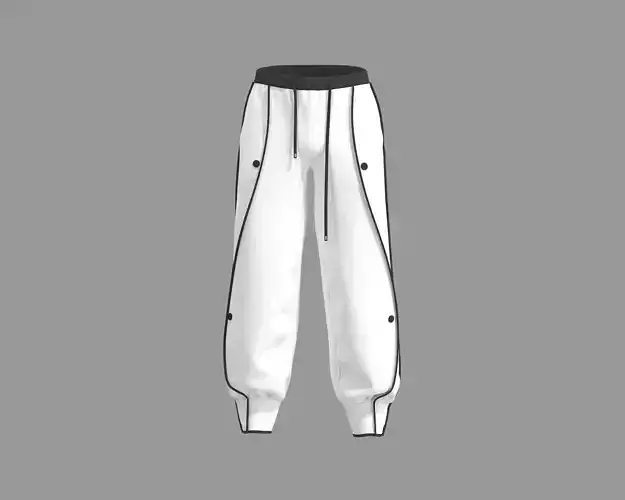 Mens cut and sew jogger black and white 3D model