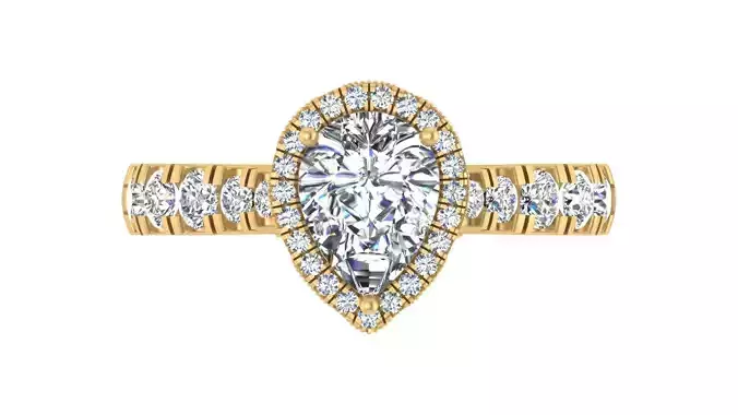 Pear-Cut Halo Diamond Engagement Ring
