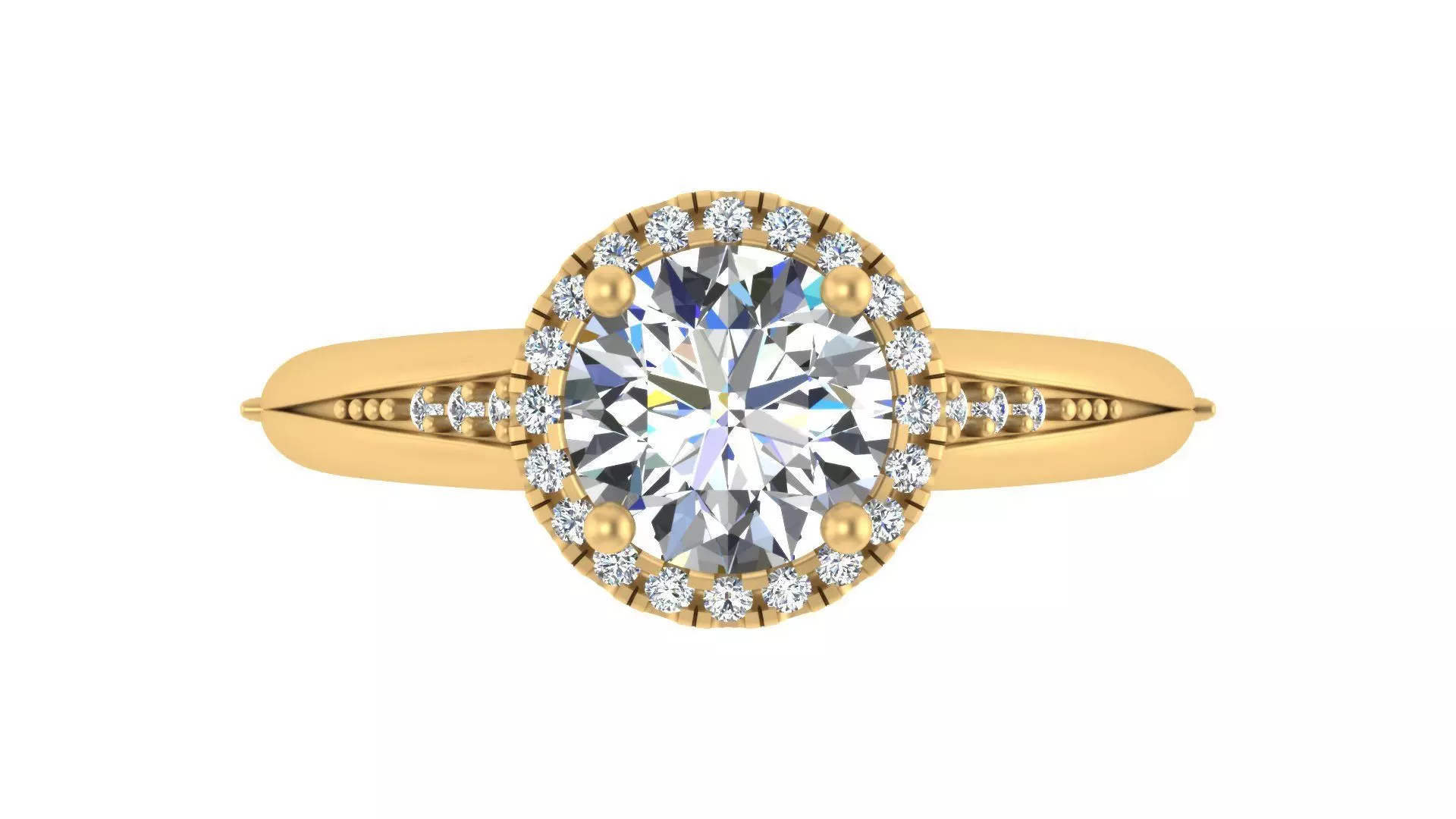 Round Halo Diamond Engagement Ring 3D print model