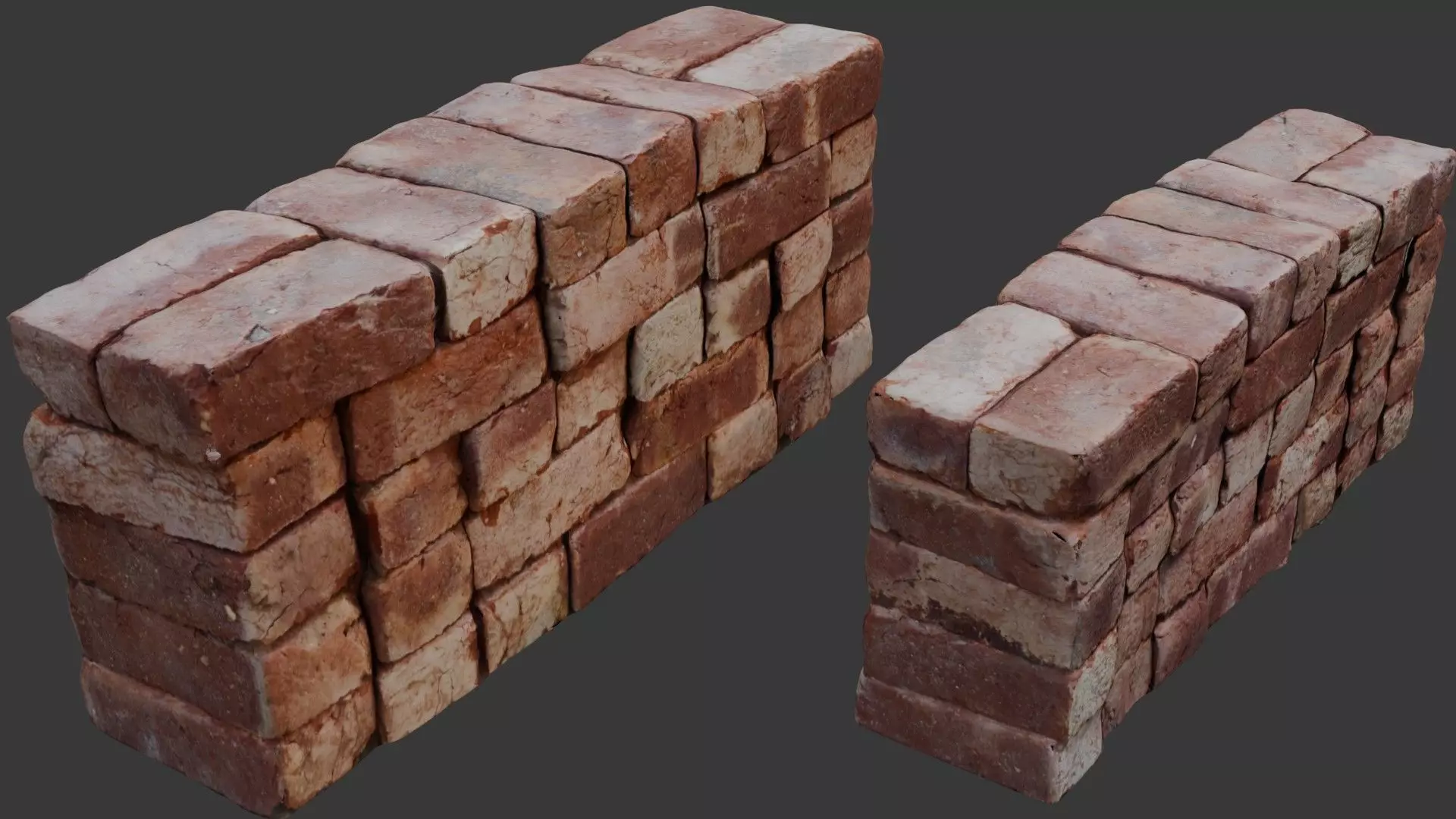 3D Scanned Rustic Brick Stack Low-poly 3D model