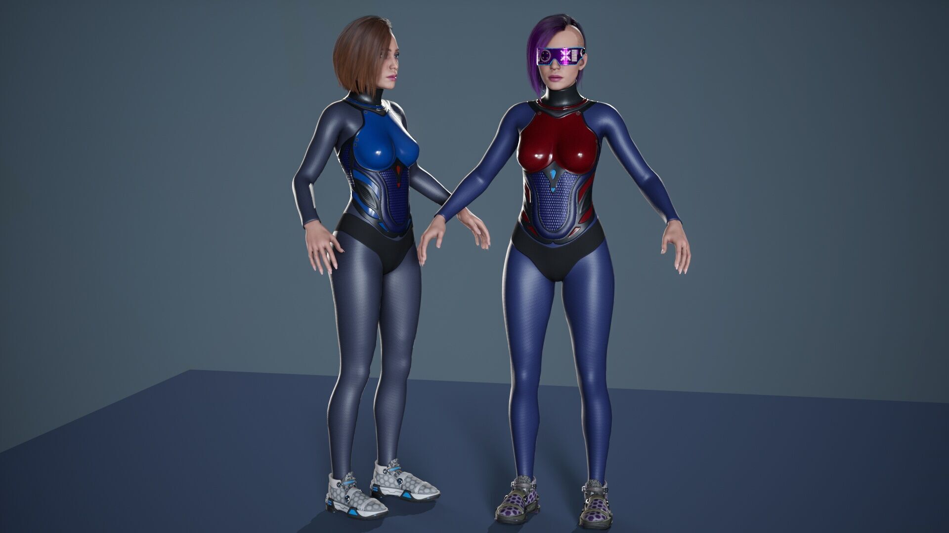 Sci-Fi Female Soldier Modular 01a Low-poly 3D model_36